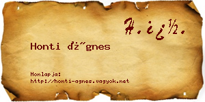 Honti Ágnes névjegykártya